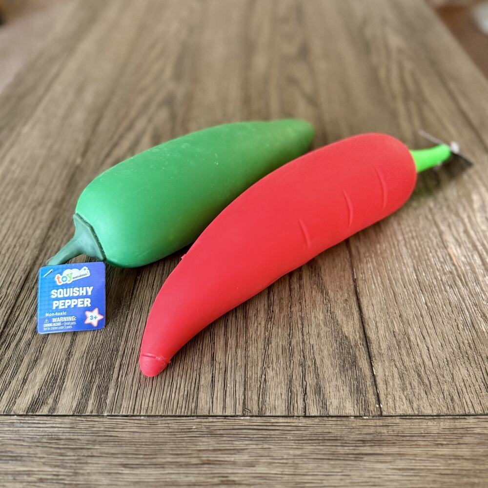 Toymedous Squeezy Pepper Viral Squishy Squeeze Novelty Fidget Toy New Set of 2
